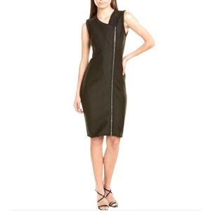 Yigal Azrouël Asymmetrical Zip Black Sleeveless Sheath Dress Size 8 NWT